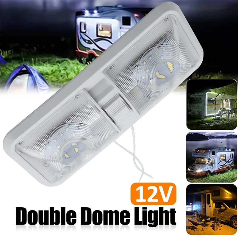 

5 Pack RV LED 12v Ceiling Fixtupe Double Dome Dome Light for Car/RV/Trailer/Camper/Boat Natural White 4000-4500K