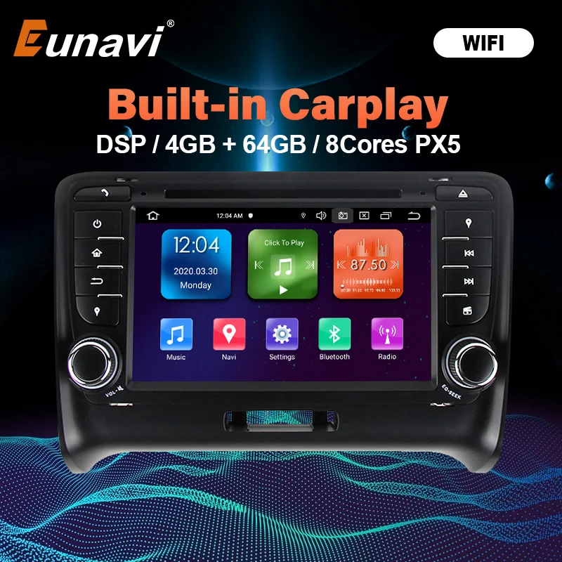 Eunavi 2 Din DSP 7 дюймов Android 10 автомобильное радио DVD GPS для Audi TT MK2 8J 2006 2007 2008 2009 2010 2011 2012