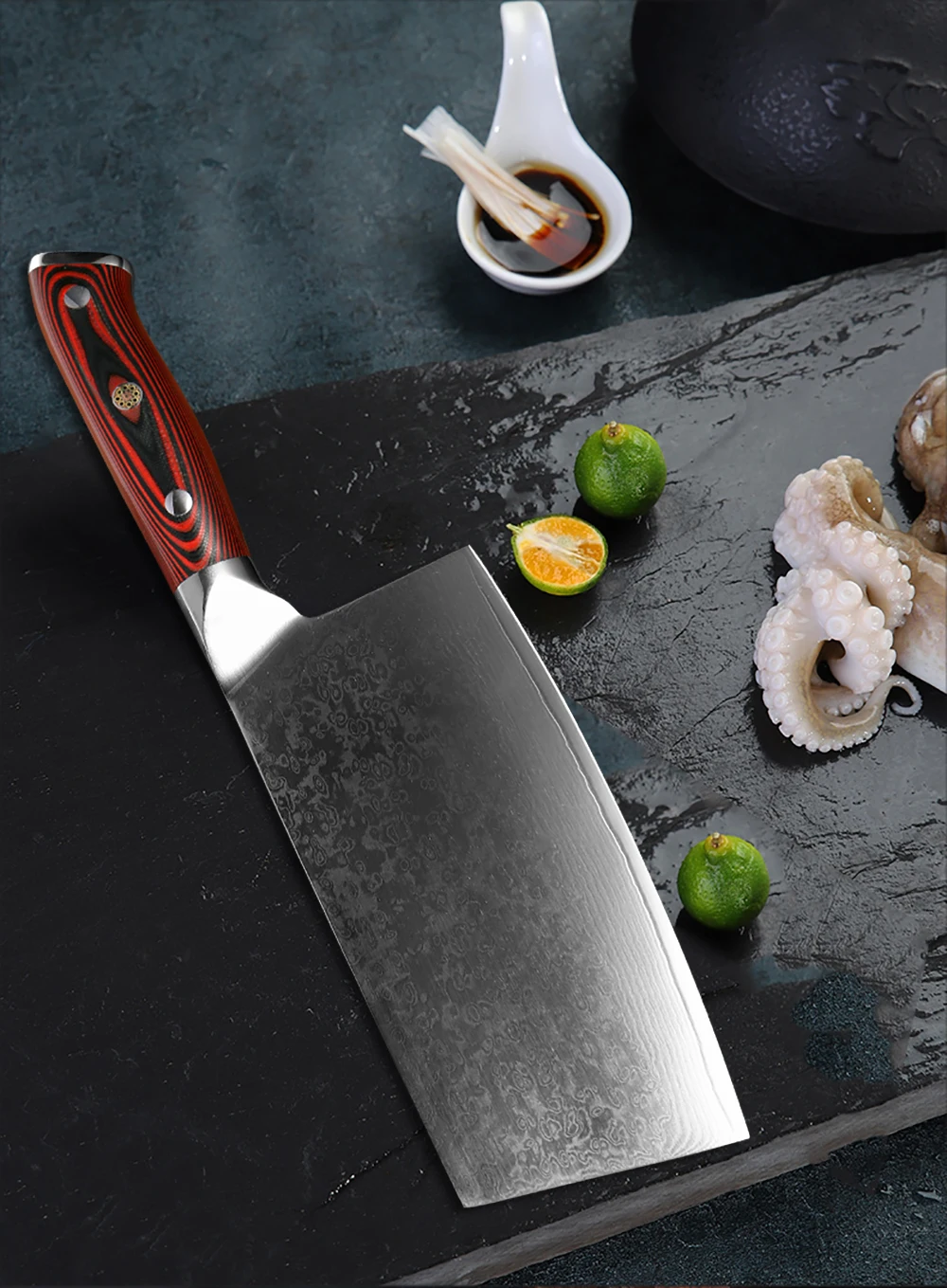 

XITUO Damascus Chef Knife Professional Japanese Santoku Utility Cleaver Sliced Vegetables Home Restaurant Kitchen Cooking Tools