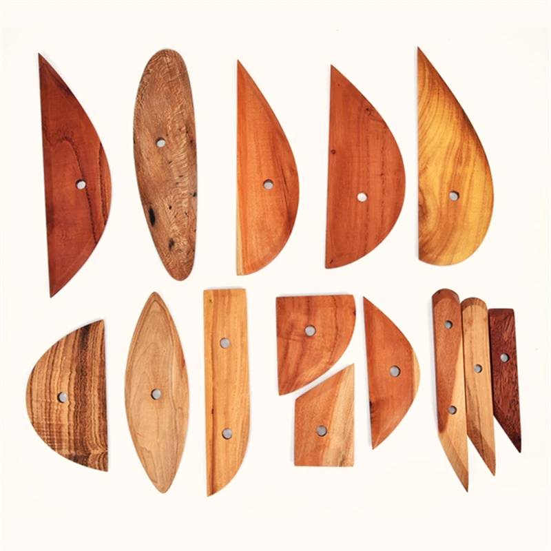 

Pottery tools wooden scraper knife set craft diy ceramic handmade trimming drawing and repairing Sculpting clay sculpture tools