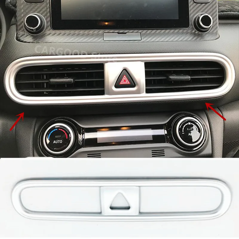 

ABS Matte and Carbon Fibre For Hyundai Kona Encino 2018 2019 Car Styling Accessories Car Middle Air outlet Decoration Cover Trim