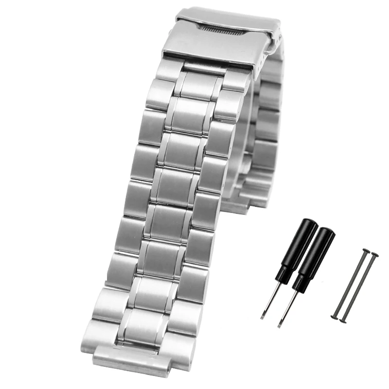 Твердый ремешок из нержавеющей стали для часов timex T2N720 T2N721 T2N739 ремешок для часов серебристый черный браслет 24*16 мм металлический ремешок для часов - Цвет ремешка: silver Safety buckle
