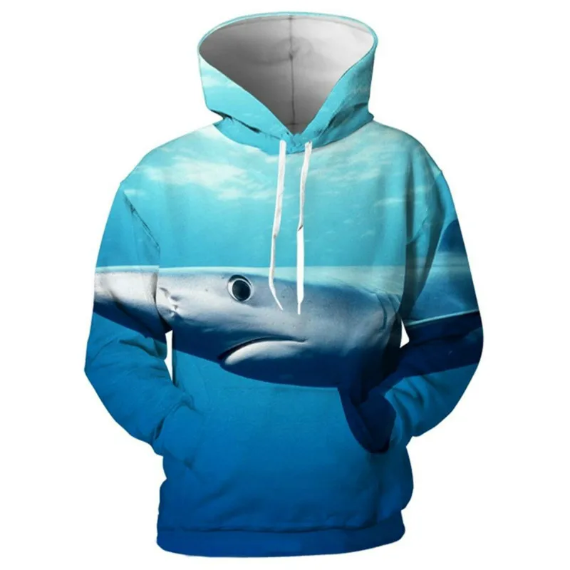 Новинка 2020 синяя 3D Мужская шапочка шляпа акулы мужская толстовка с капюшоном