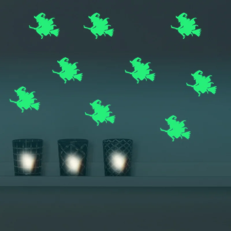 Креативные настенные Стекло Стикеры наклейки световой Хэллоуин с ведьмой