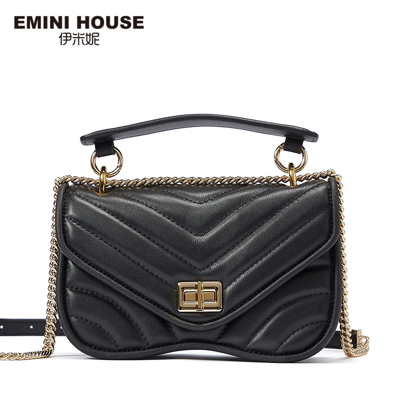 EMINI HOUSE модная сумка на цепочке, сумки через плечо для женщин, натуральная кожа, сумка на плечо, роскошные сумки, женские сумки, дизайнерские