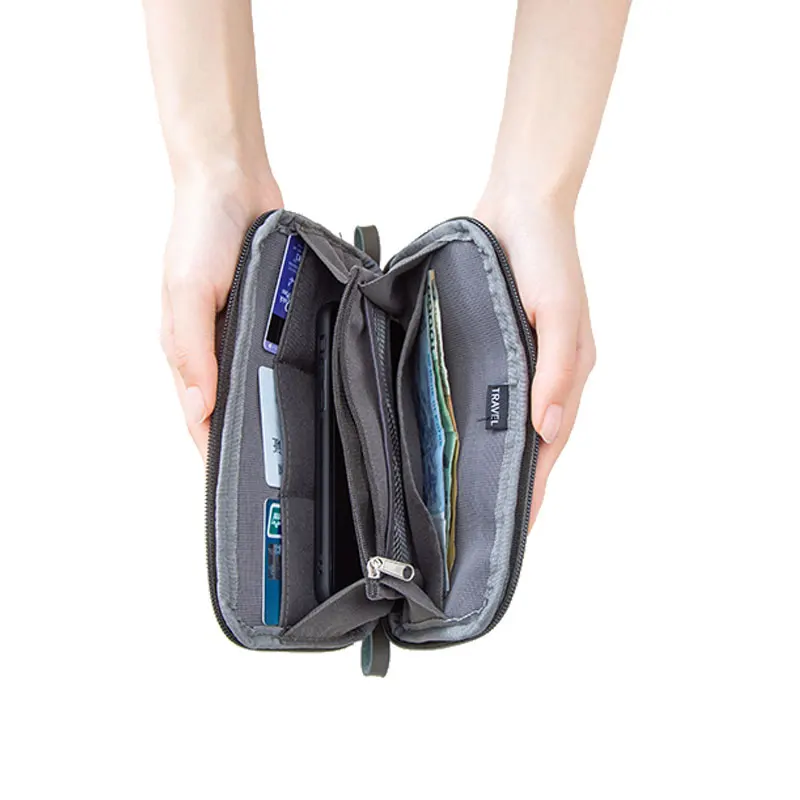 

Small Casual Clutch Wallets Nylon Double Zipper Travel Men Passports ID Cards Holder Organizer