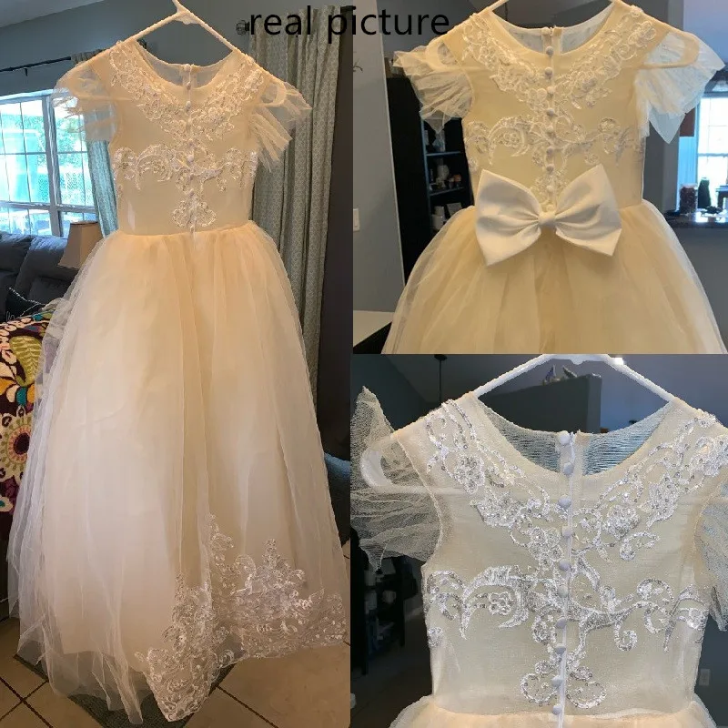 Цветочное платье для девочки пышное свадебвечерние с прицепом на первое