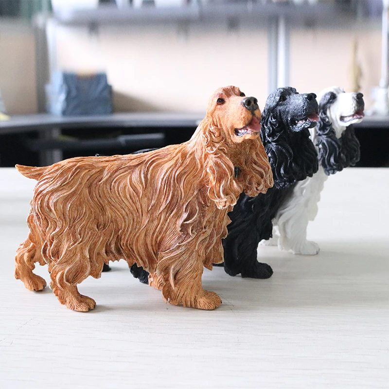 

Sales Cute Simulation Puppy Statue Spaniel English Cocker Spaniel Figurine Terriers Resin Sculpture Crafts Animal Figerine