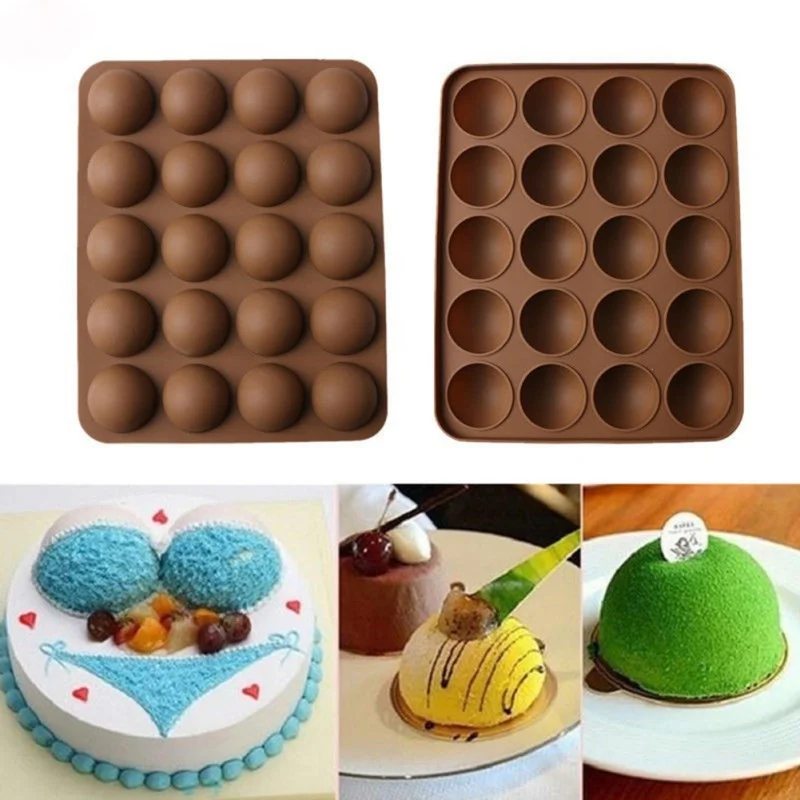 

Norbi Non-Stick Baking Mold 20-Half Ball Shaped Mini Truffles Silicone Chocolate Mould Baking Truffle Dessert Cake Decor