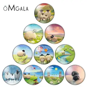 Новый мультфильм рисунок с овцами Животные 10 шт смешанных 12 мм16 мм18 мм25 мм кабошоны круглые фото стекло кабошон демо с плоской задней частью, украшения своими руками