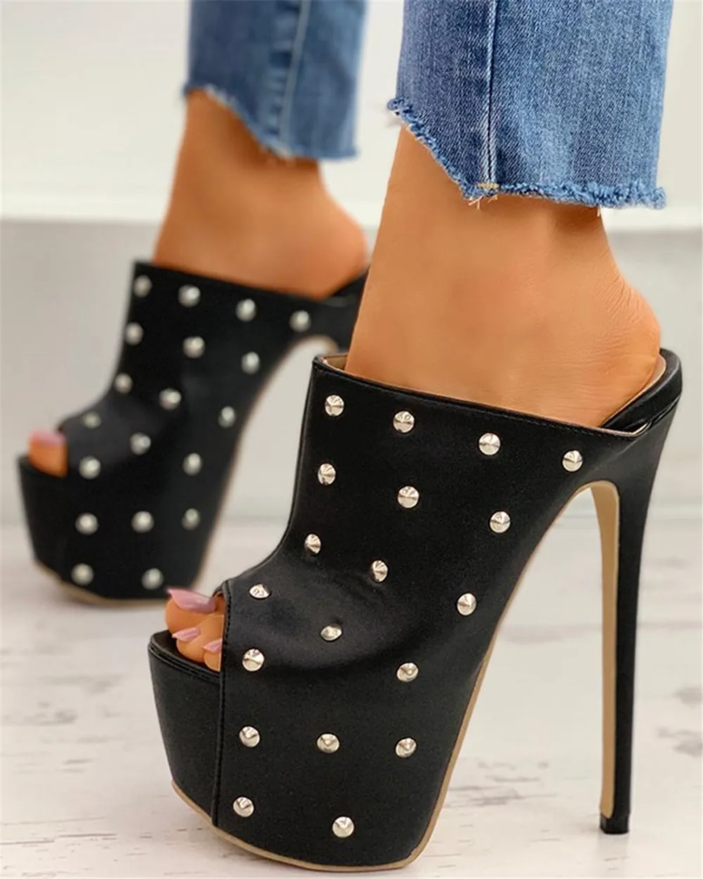 

Brand New Sexy Big size 42 Sexy Platform Party Fetish Thin EXtreme High Heels Slingback Summer Sandal Mules Women Shoes Slippers