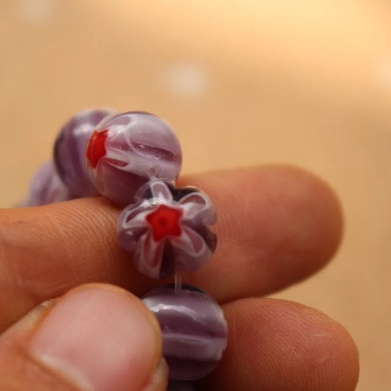 38cm 8mm 10mm Lampwork Glass Beads flower beads Flower Shape Light Purple color for jewelry making Necklace Bracelet DIY | Украшения и