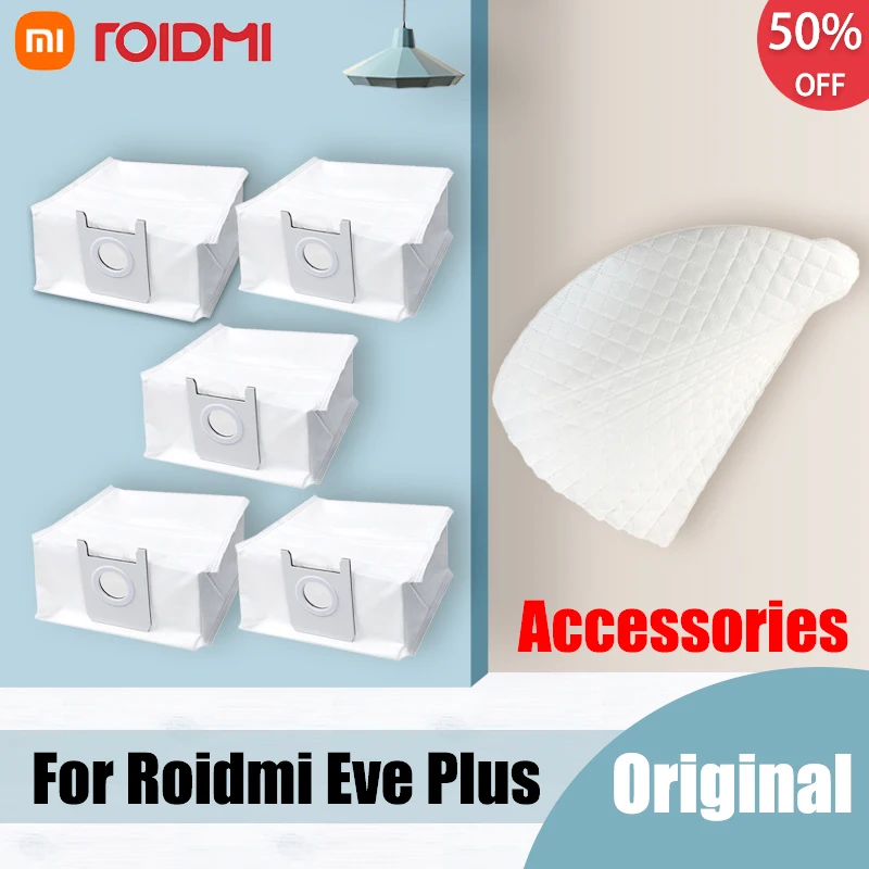 

Одноразовые салфетки Xiaomi, Швабра, мешок для пыли для робота-пылесоса Roidmi EVE Plus, запасные части, новинка, 10 шт., 2021