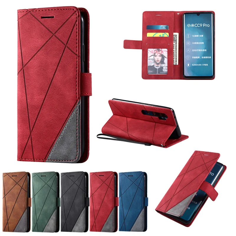 

Wallet Flip Case For Xiaomi Redmi Note 7 8 Pro 9 Pro 8T 8 7A K20 K30 Mi 10 9 Lite CC9E Geometric Leather Magnet Stand Cover Etui