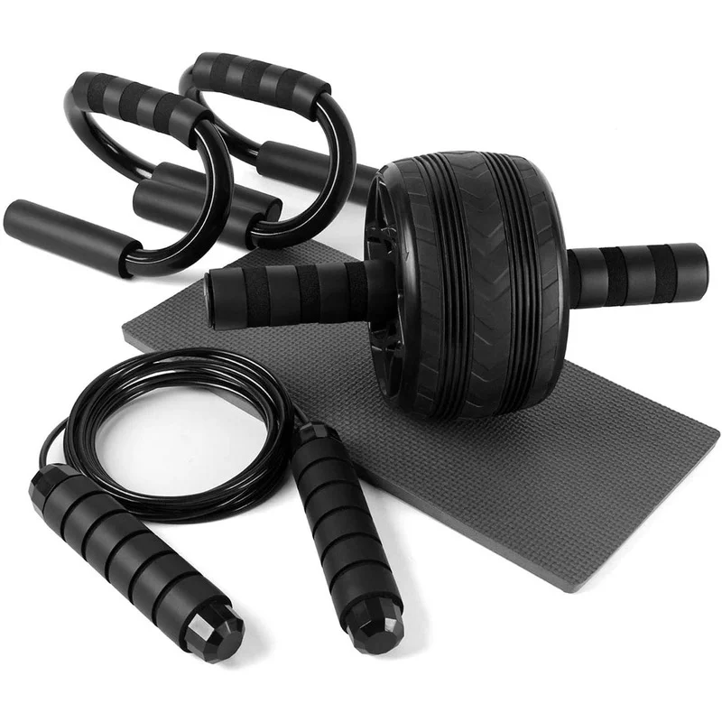 AB Roller Power Wheel Push-up Bracket Jump Rope Exercise Set Fitness Equipment for Home Gym