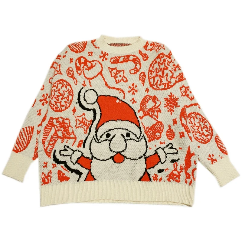 

Christmas Santa Claus Sweater Women Casual Loose Knitted Pullovers Sweaters Long Sleeve Sweater