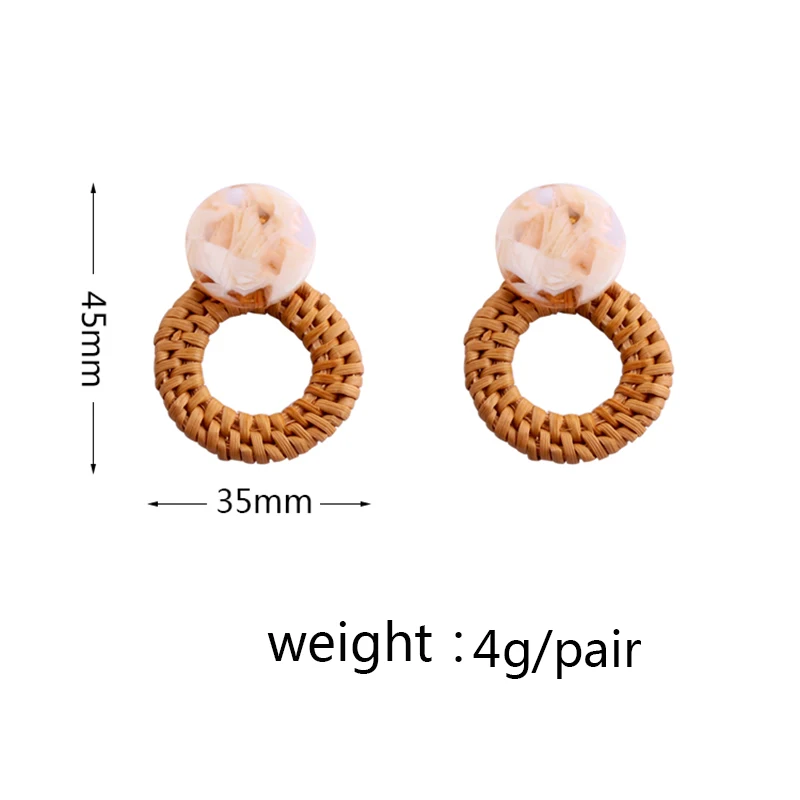 Корейские серьги из ротанга YAMEGA ручной работы уникальные деревянные