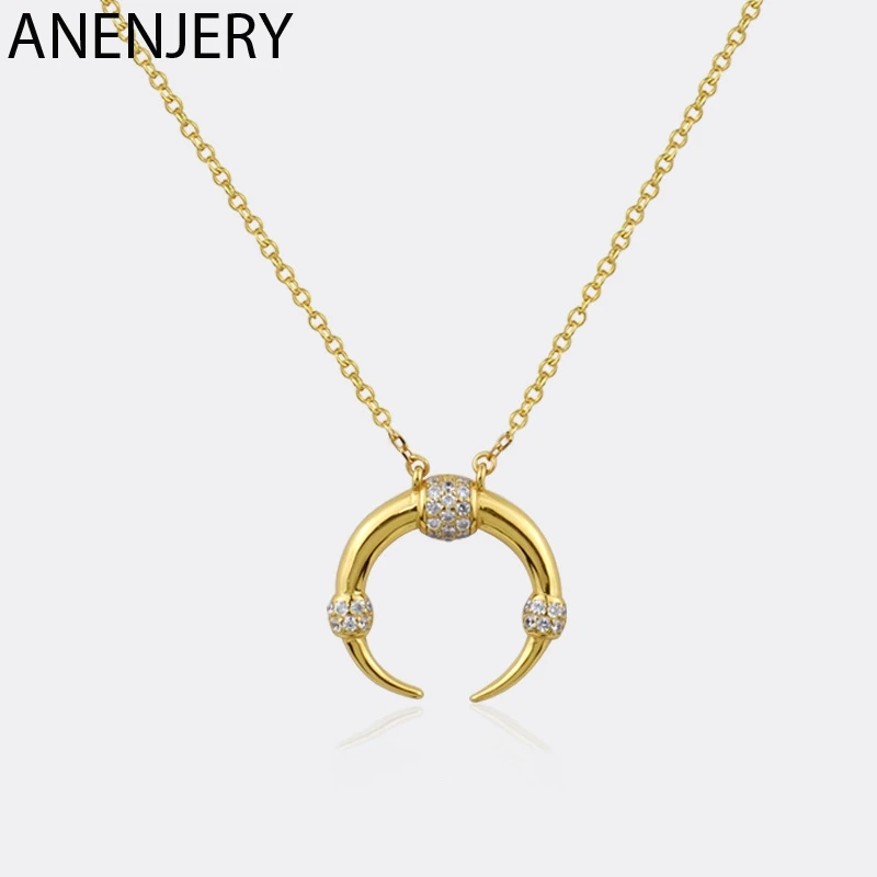 

Evimi 925 Standard Silver Crescent Moon Necklace For Women Inlaid Zircon Niche Design Clavicle Chain Necklace S-N762