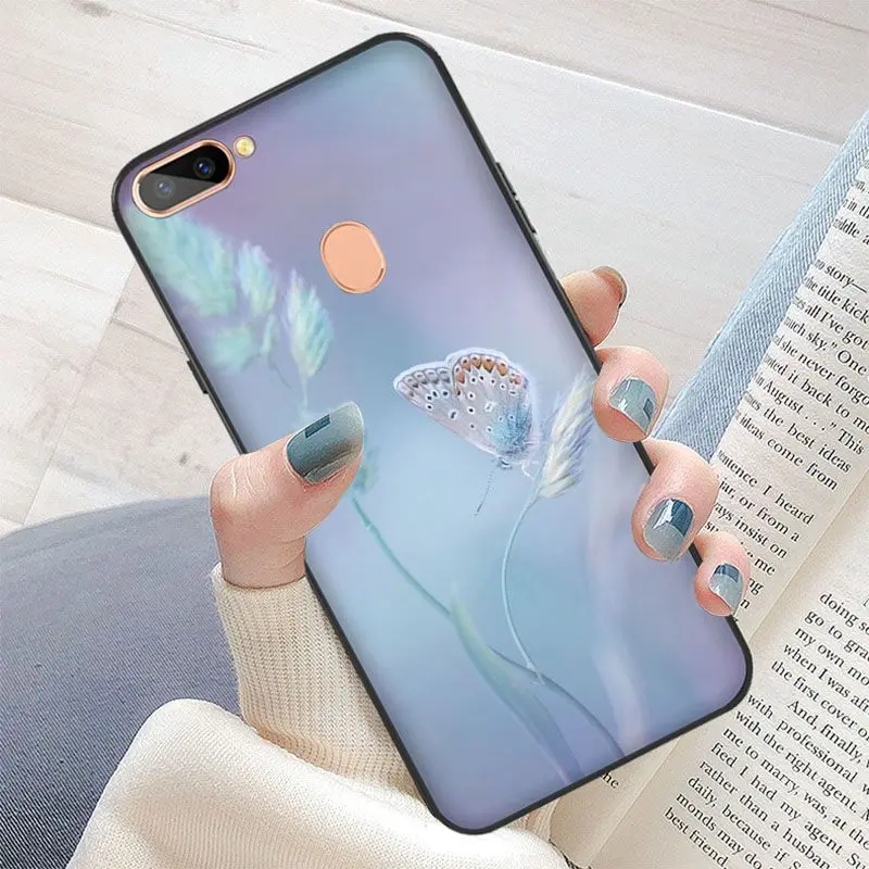 Красная бабочка на белой розы цветок ТПУ мягкий чехол для телефона с