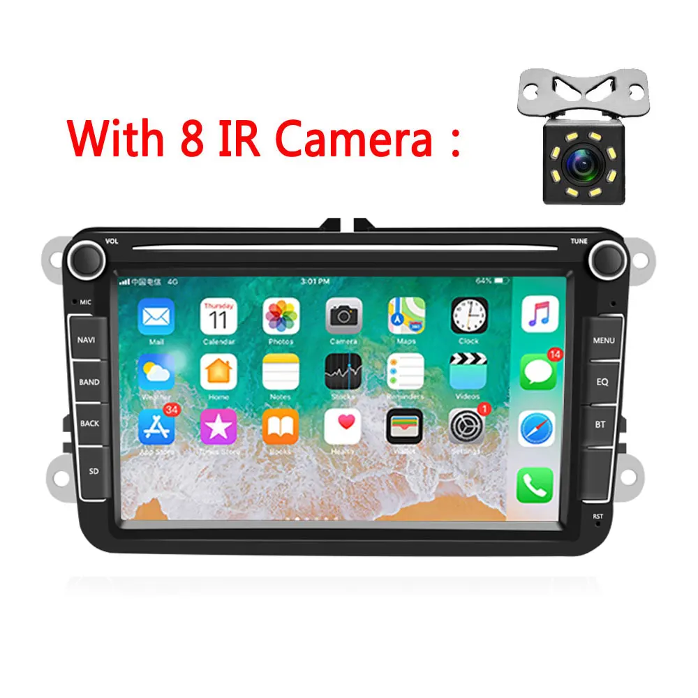 With 8 IR Camera AMPrime Android 8,1 автомобильный радиоприемник 2 Din GPS; стереооборудование для автомобиля Радио 8 ''Автомобильный мультимедийный плеер WiFi MP5 fm-радио Авторадио Стерео для VW - Цвет: With 8 IR Camera