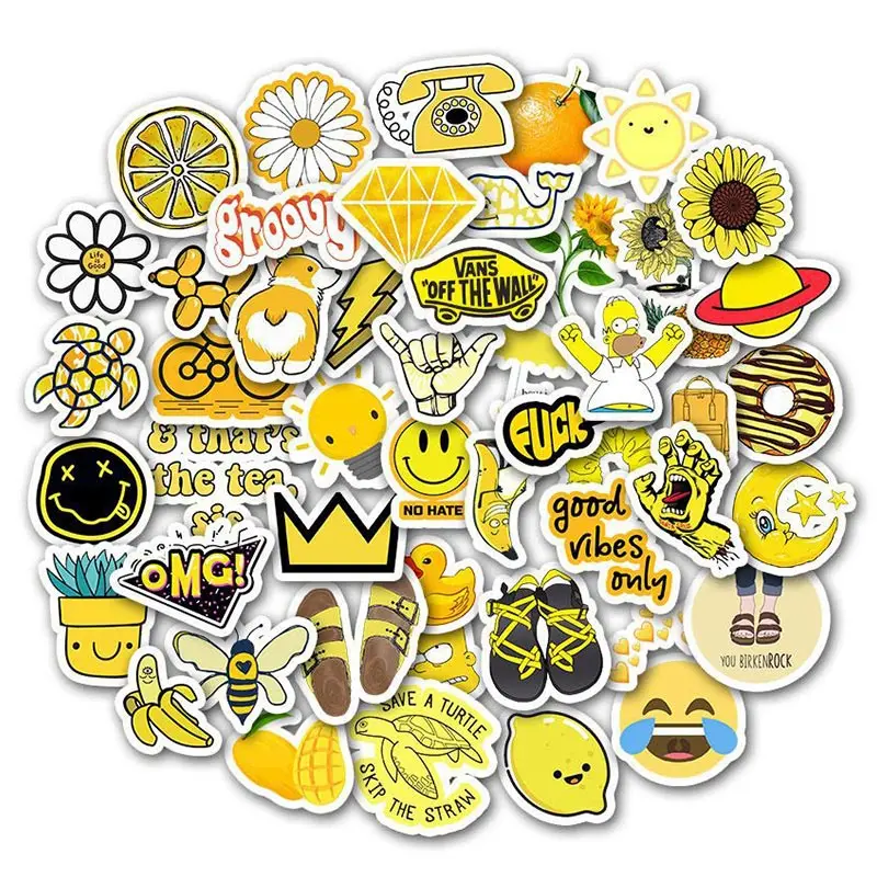 50 шт./упак. Желтая серия водостойкая наклейка искусство Классическая мода