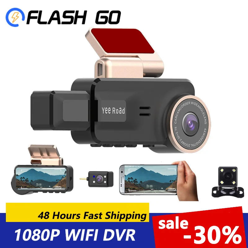 Автомобильный видеорегистратор с Wi-Fi и приложением 1080P умный камерой заднего