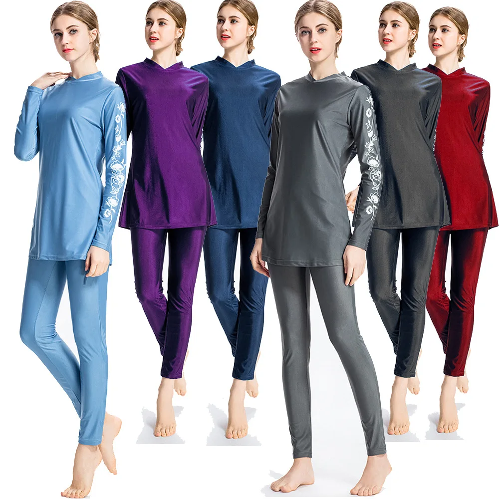 Мусульманский купальник Burkini мусульманский хиджаб с цветочным принтом и