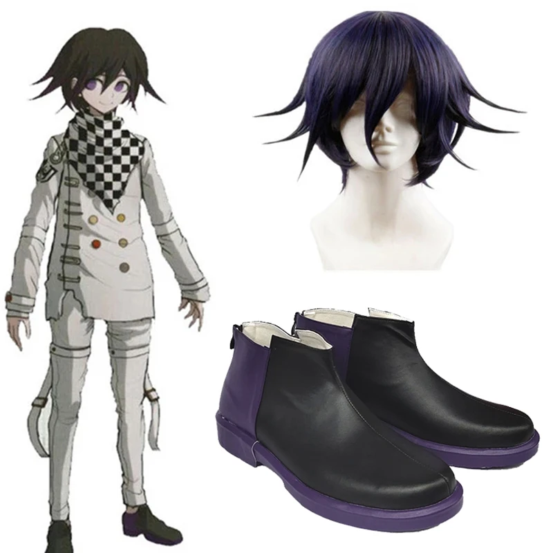 

Danganronpa V3: Killing Harmony Ouma Kokichi Wig Cosplay Costume Dangan Ronpa Synthetic Hair Short Halloween Party Wigs Shoes