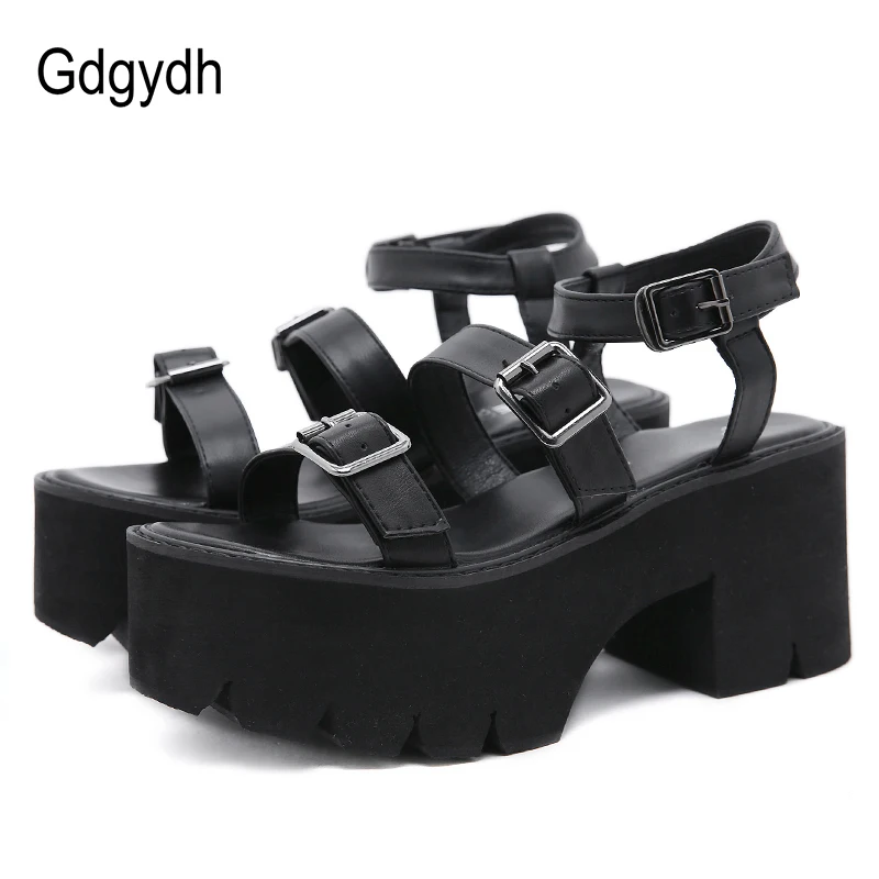 

Босоножки Gdgydh женские на массивной платформе, винтажные босоножки на высоком массивном каблуке, готическая обувь в стиле панк, с ремешком и ...