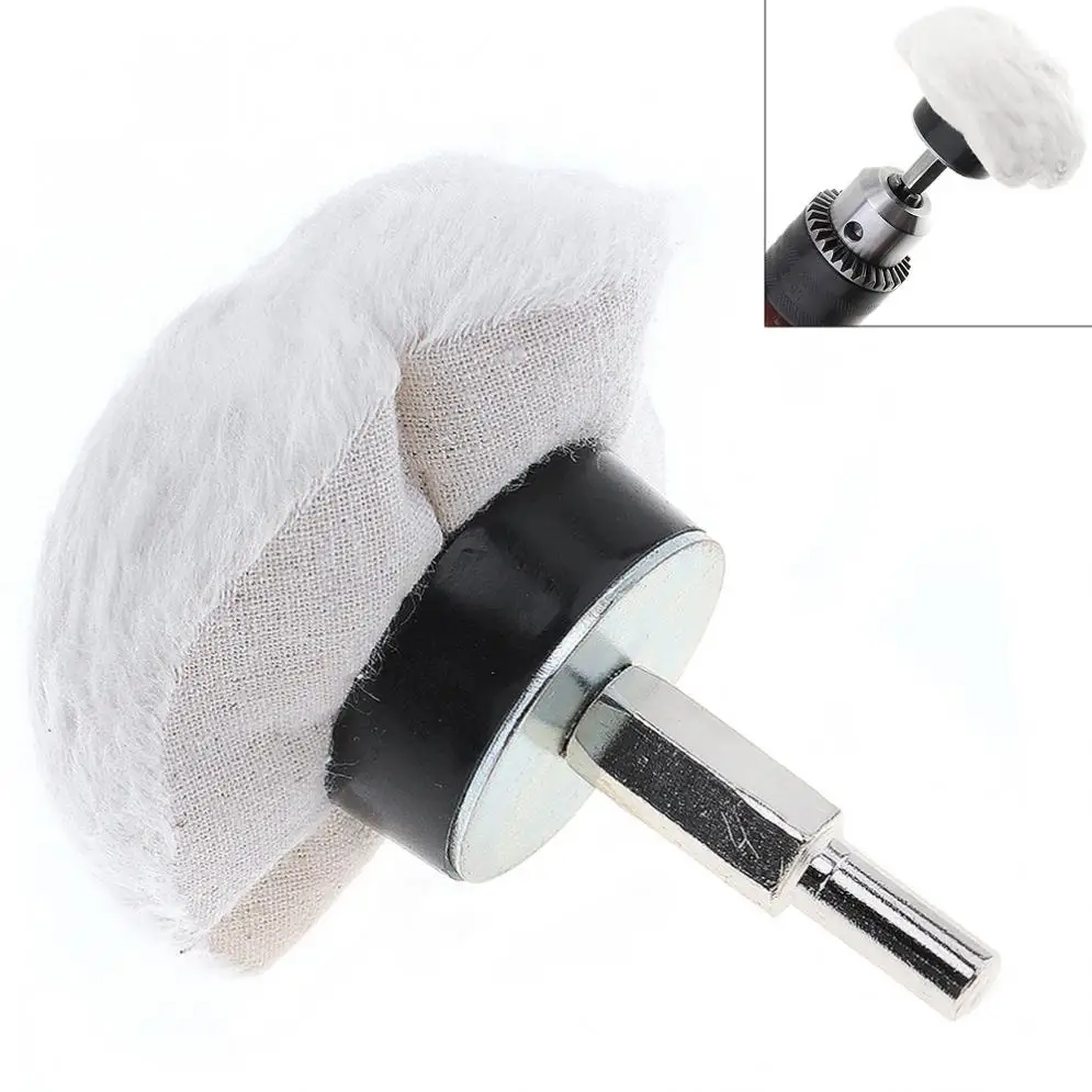 

3 Inch Semicircular White Cloth Polishing Wheel Mirror Polishing Buffer Cotton Pad with 6mm Shank Diameter Surface Polishing