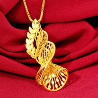 hollow flower pendant water wave box necklace female 24k gold plated jewelry