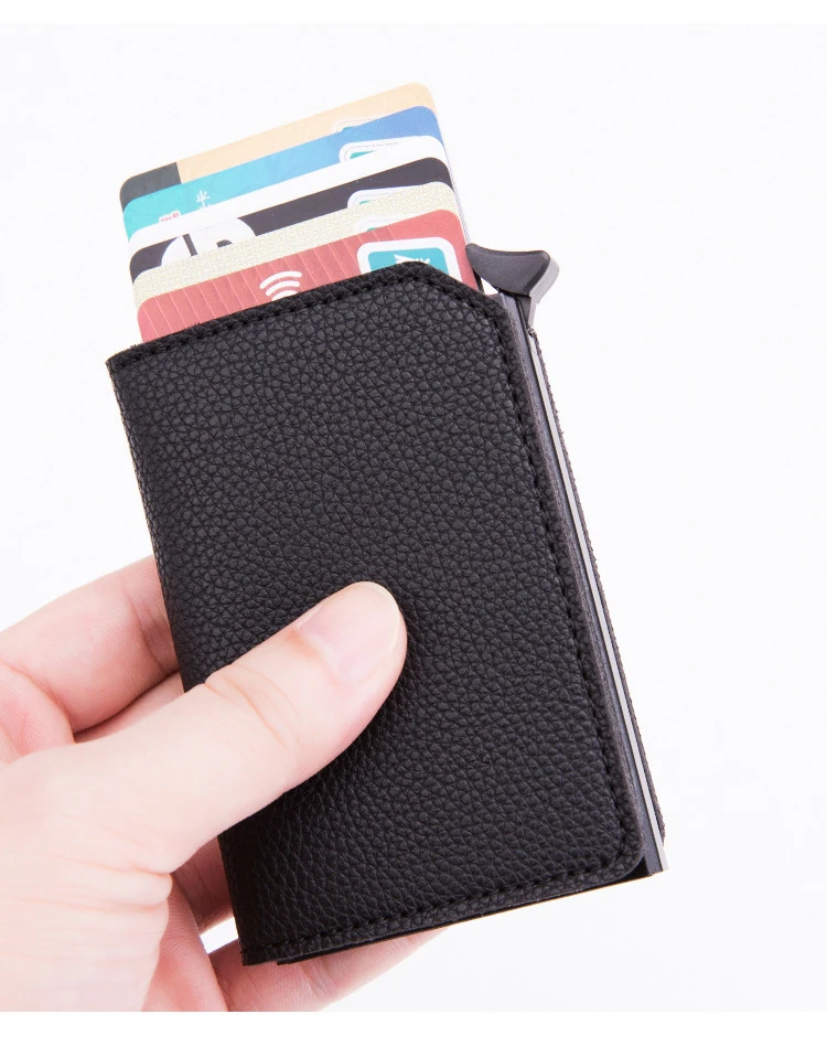 BISI GORO Anti-theft Card Case Carbon Fiber RFID Pop-up Clutch Smart Card Wallet Multifunctional Men Unisex Card Holder