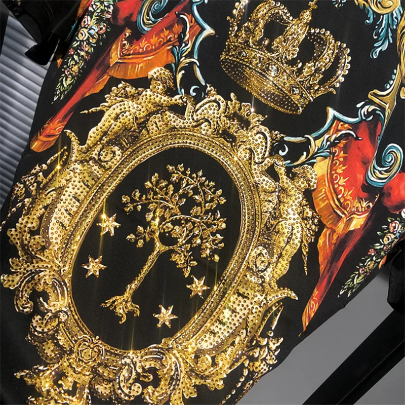 

Men's new luxury crown heavy craft printing designer brand T shirt cotton fashion original style