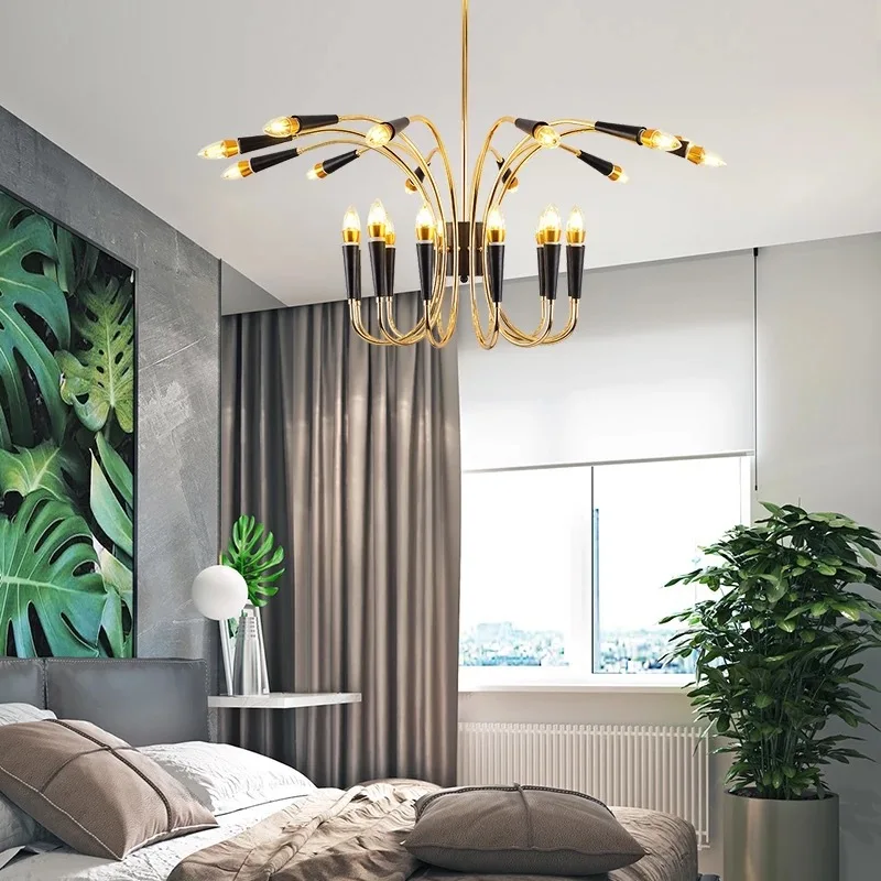 

Modern 24 Heads Pendant Lights Art Deco Lamp Dinning Room Black White Luxury Suspension Light for Living Room Bedroom Furniture