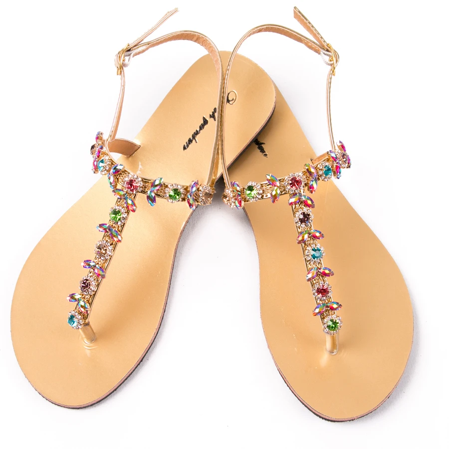 

2020 NEW Women`s summer bohemia diamond sandals women beach shining rhinestones boho shoes T-strap thong flip flops comfortable