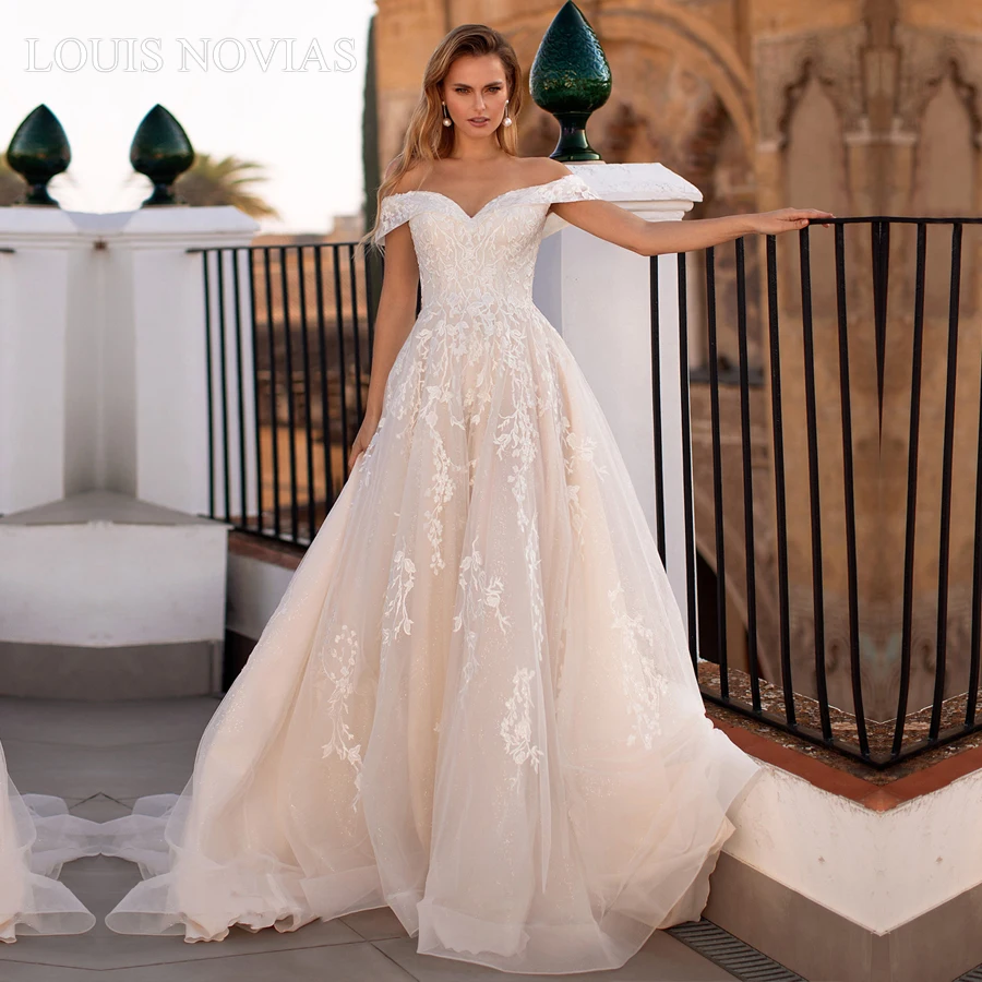 

Элегантное сексуальное свадебное платье Louis Novias, изысканное блестящее платье с вышивкой сердечком и открытой спиной, романтичное свадебное...