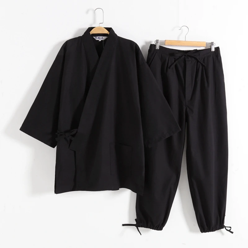 Пижама-кимоно Jinbei мужская из 100% хлопка юката Самурай ниндзя монахи одежда для