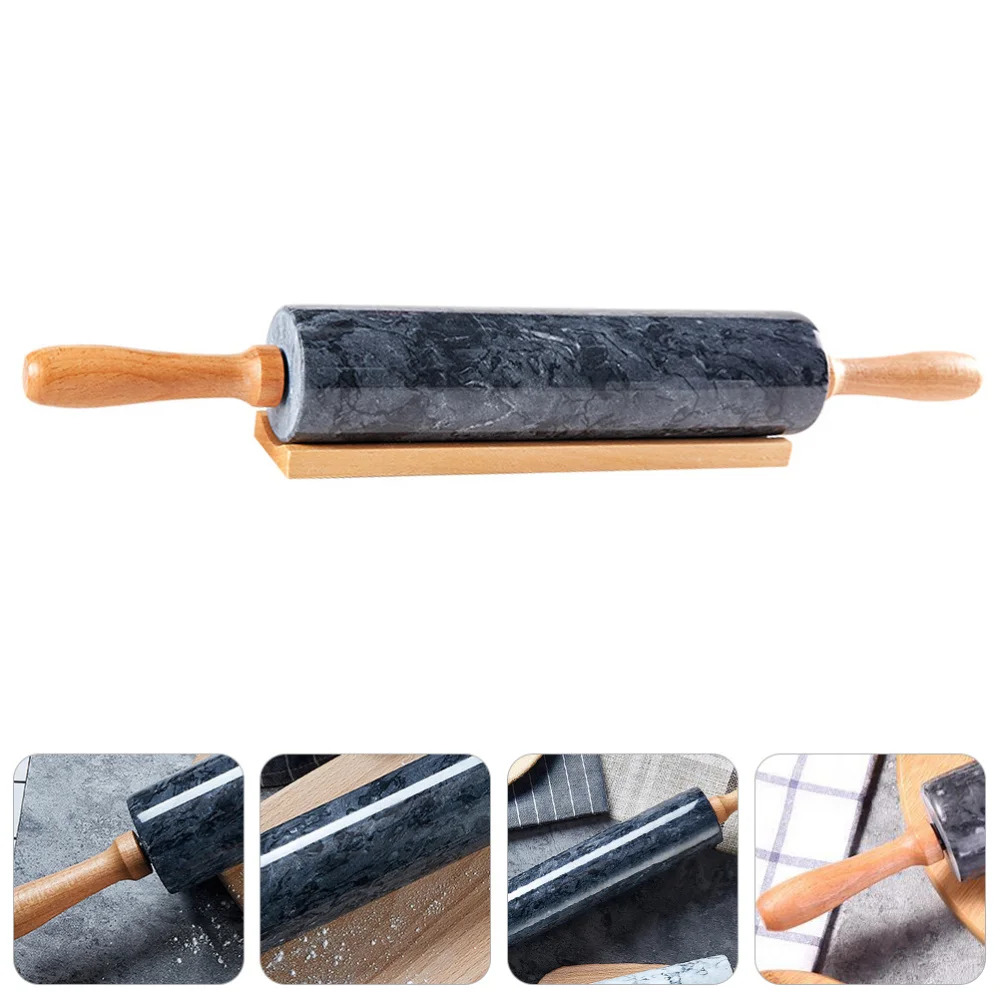 

Chic Marble Rolling Pin Pastry Roller Wooden Handle Rolling Stick for Kitchen