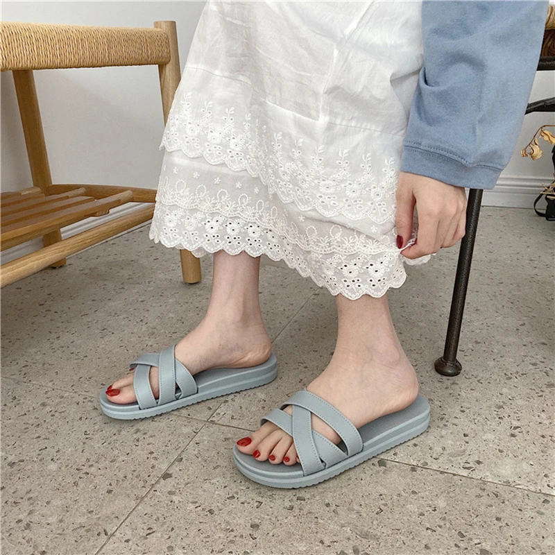 

2021 Summer Shoes Woman Sandals Flat Sandalias Thin Strips Gladiator Beach Sandals Ladies Flip Flops Slides