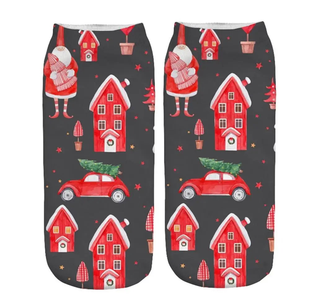 Casual Work Women Socks 3D Christmas Santa Sock Xmas Ladies Soxs Meias Elk Printing Medium Sports Lovely Female Chaussette | Женская