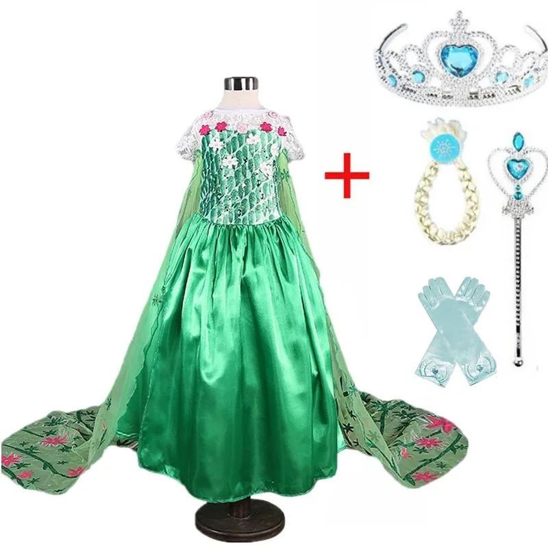 18 Cosplay Queen Elsa Dresses Elsa Elza Costumes Princess Anna Dress for Girls Party Vestidos Fantasia Kids Girls Clothing Elsa Set - Цвет: 18