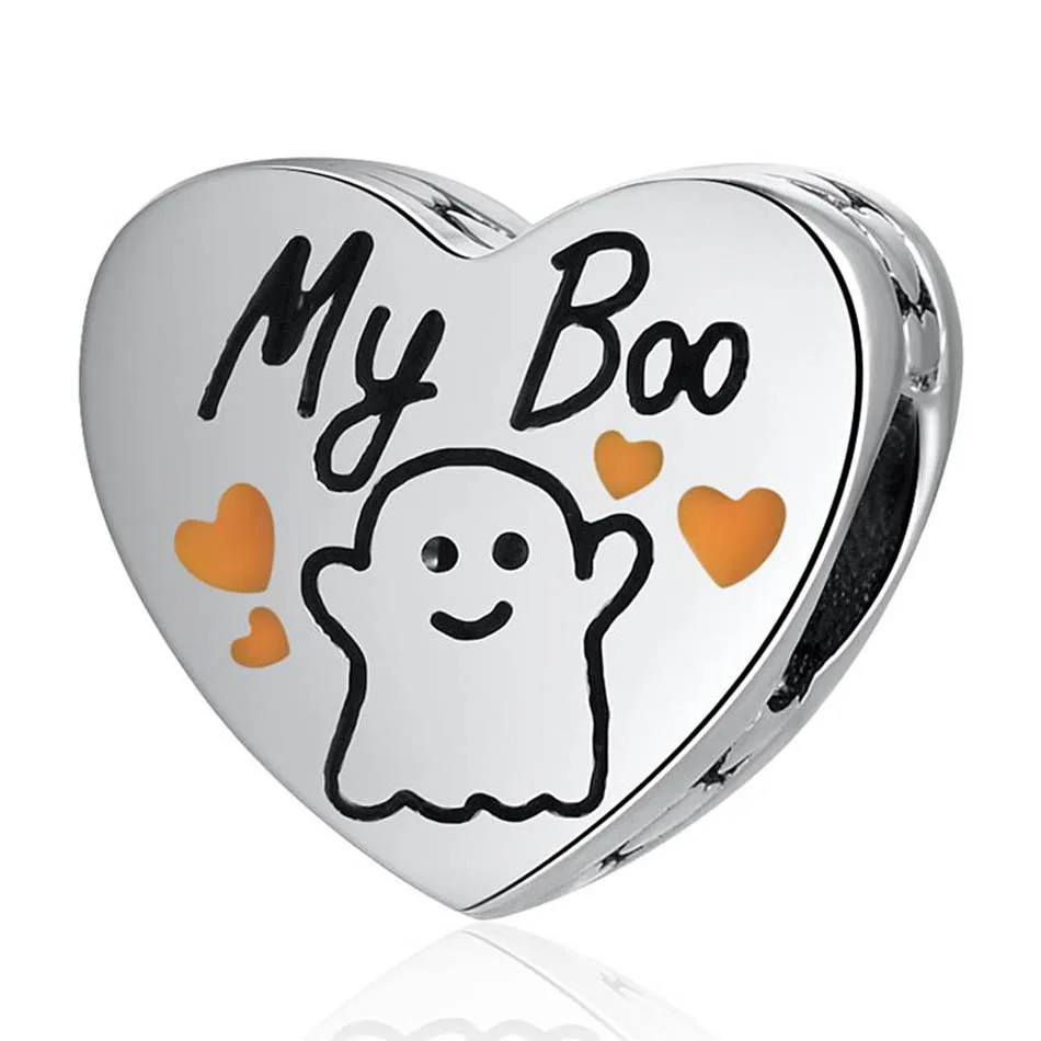 Аутентичные S925 белые эмалированные Броши My Boo любовь сердце бусы браслеты с