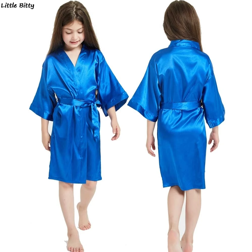 Wedding Party Robes for Girls Children Satin Pajamas Teen Sleepwear Bathrobes Silk Kimono Kids | Детская одежда и обувь