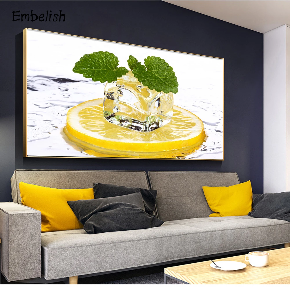 

Embelish 1 Pieces Ice Cube And Lemon Kitchen Home Decor Wall Posters For Living Room Bedroom Pictures HD Print Canvas Paintings