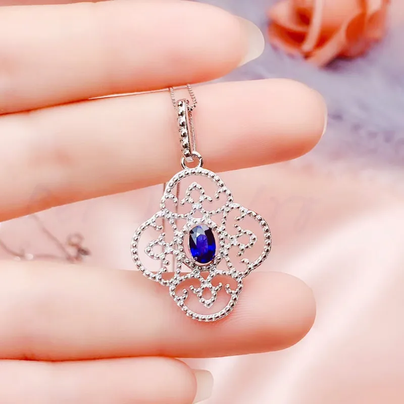 Натуральный настоящий сапфировый кулон бесплатная доставка серебро 925 пробы 0.6ct