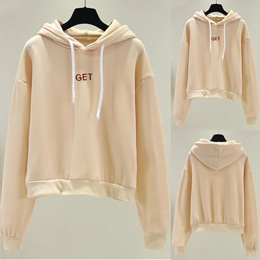 Женские толстовки с капюшоном в Корейском стиле принтом букв на шнурке