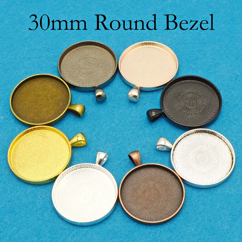 

500 pcs - 30mm Pendant Tray, 30mm Pendant Setting, 30mm Cabochon Setting, 1.25 Inch Pendant Bezel Blanks for Resin / Glass