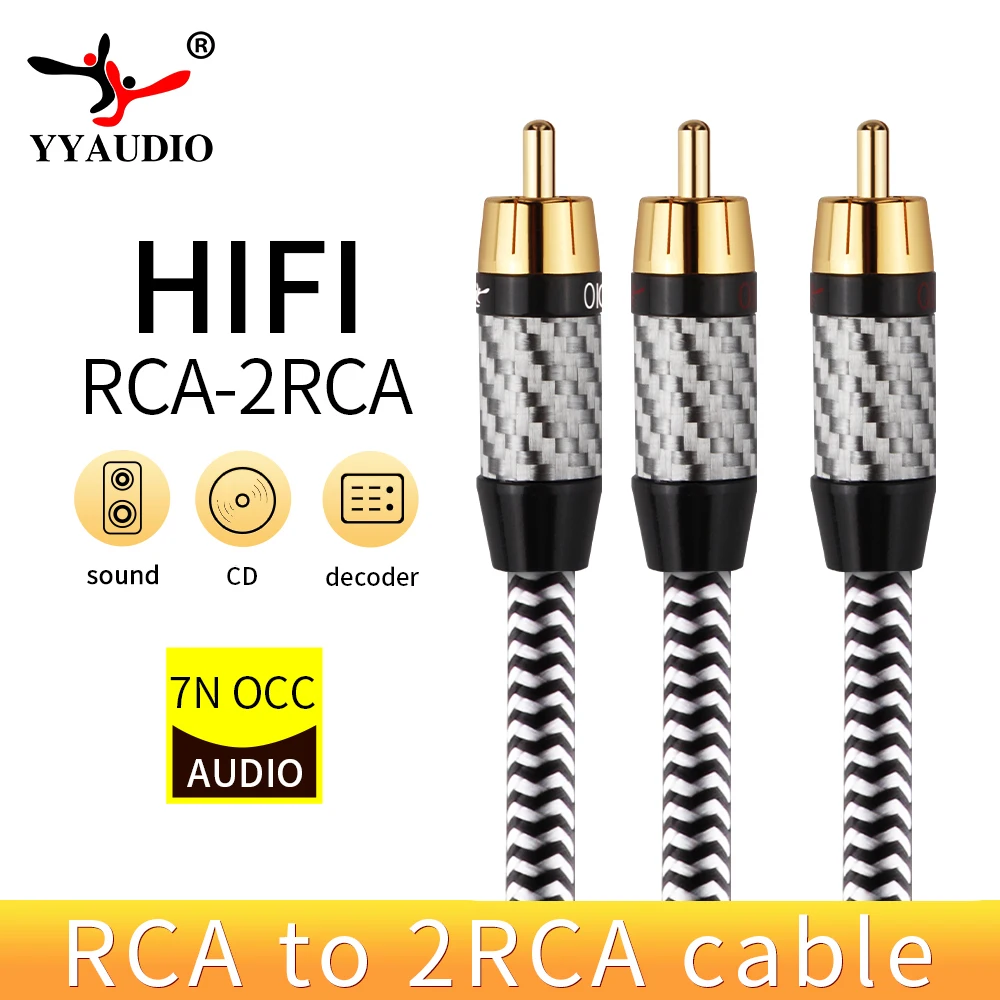 

Hifi RCA to 2RCA Cable 99.999%OCC Cable Audio Auxiliary Adapter Audio Cable Splitter Cable AUX RCA Y Cord Interconnect Cable