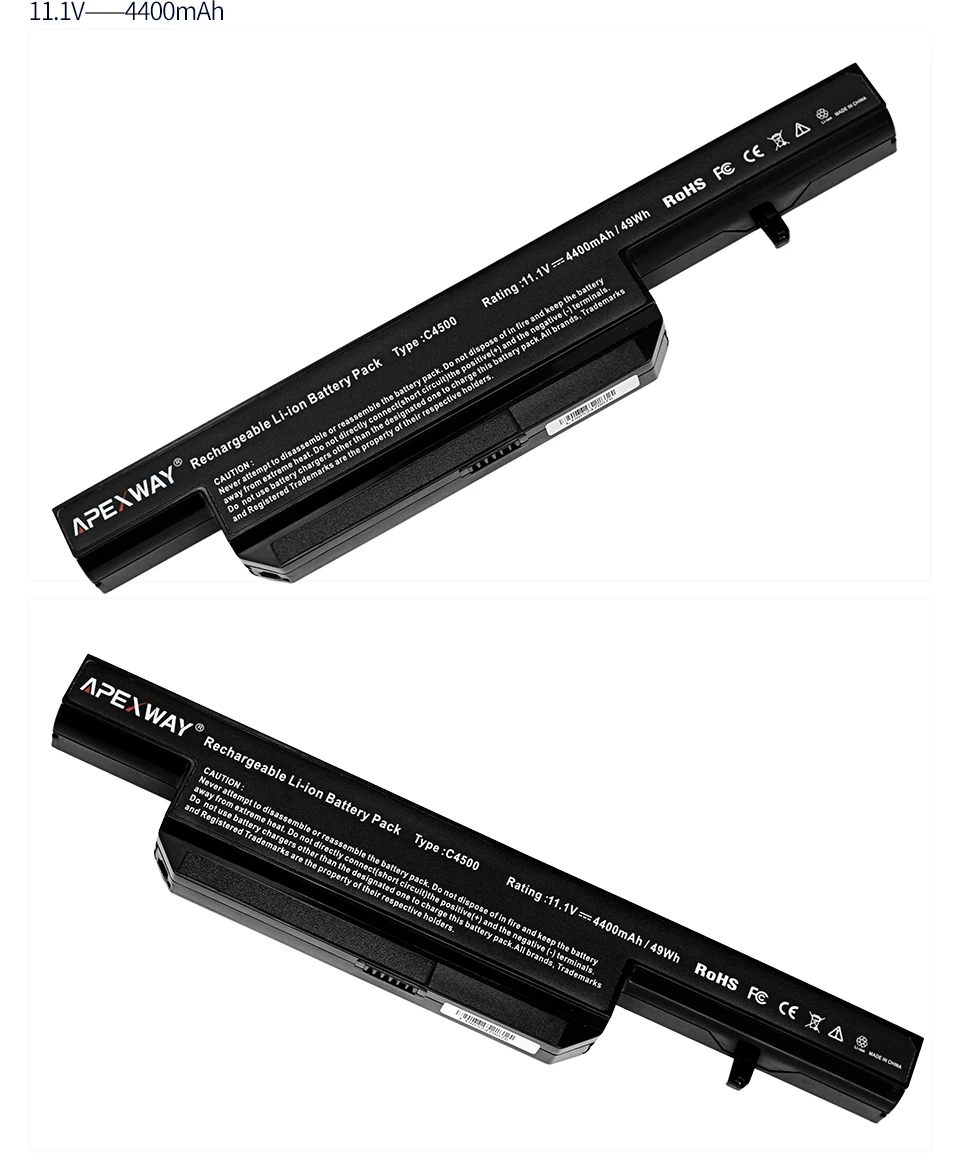 Apexway 6 ячеек ноутбук Батарея для CLEVO C4500BAT-6 BAT-B5105M C4100 C4500 C4500Q C4501 6-87-C480S-4P4 KB15030 W150ER 4505 W150