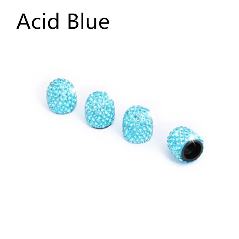 Acid Blue 4 шт./лот, мини-стразы, колпачок для автомобильных шин, насадка, капот, авто Стразы, пылезащитные крышки для автомобильных шин, колпачок для автомобильных колес, декоративные аксессуары - Цвет: Acid Blue